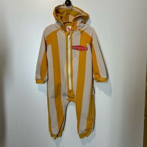 Bebe di Pino Mustard/Ivory Bold Stripe Awesome Match Overall Sz 90 or 12-24 mos